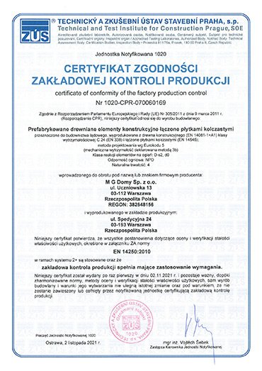 Certyfikat CE MGDachy